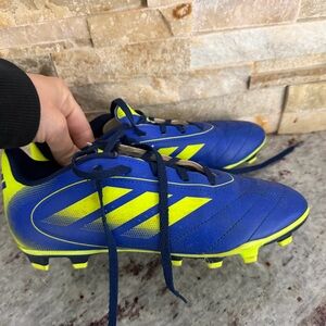 adidas Kids Blue and Neon Yellow Soccer Cleats